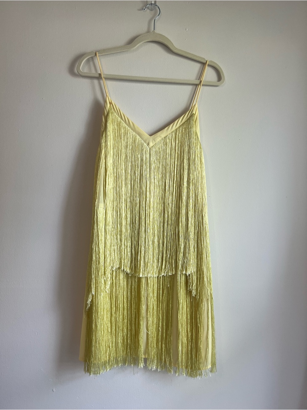 Yellow Fringe Slip Dress - Lightweight Women’s Cocktail Event Dress